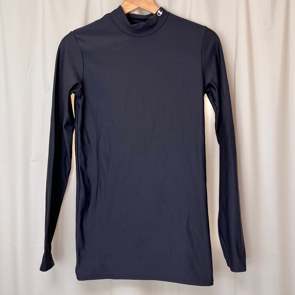 champion black mock neck cold sweater gear long sleeve top